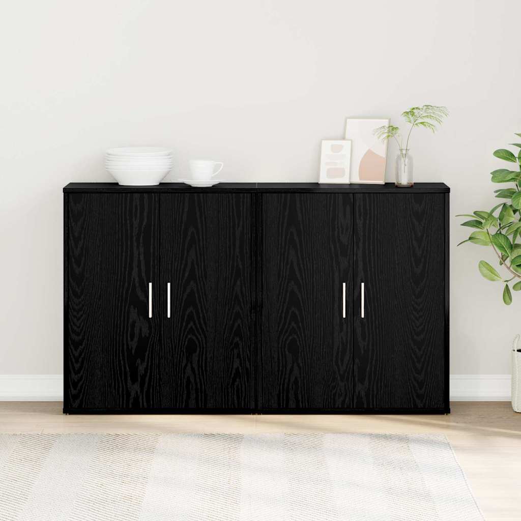 Highboard 2 pcs Black oak 60 x 31 x 70 cm Engineered wood