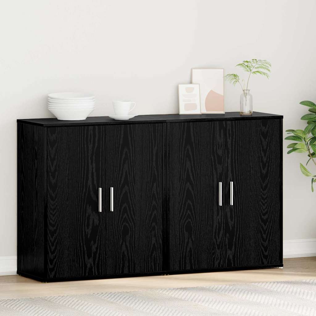Highboard 2 pcs Black oak 60 x 31 x 70 cm Engineered wood