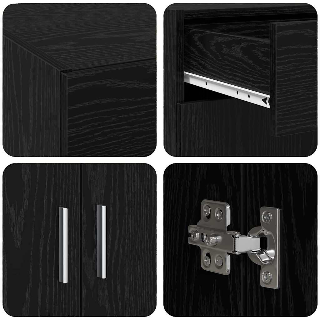 Storage Cabinet Black oak 80 x 42.5 x 93.5 cm Engineered wood