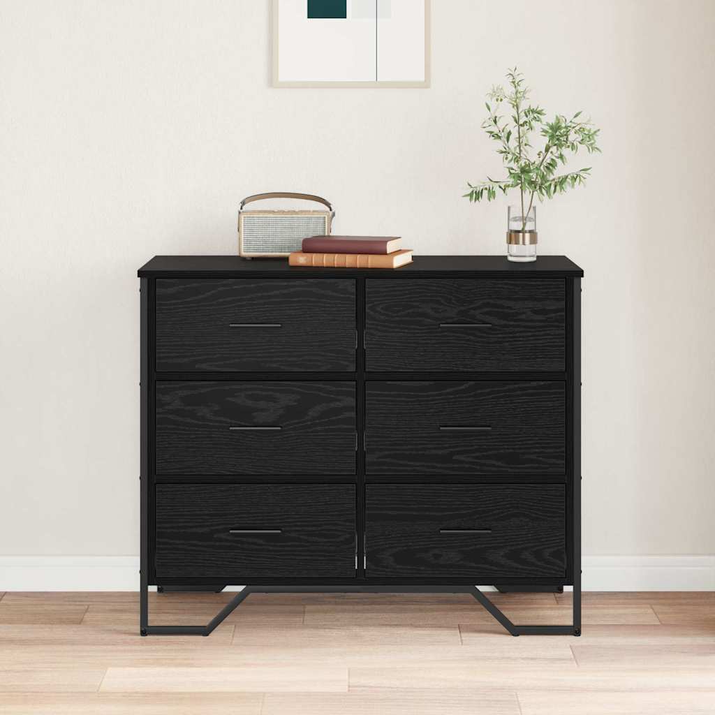Chest of Drawers Black oak 91 x 35.5 x 74.5 cm Engineered wood