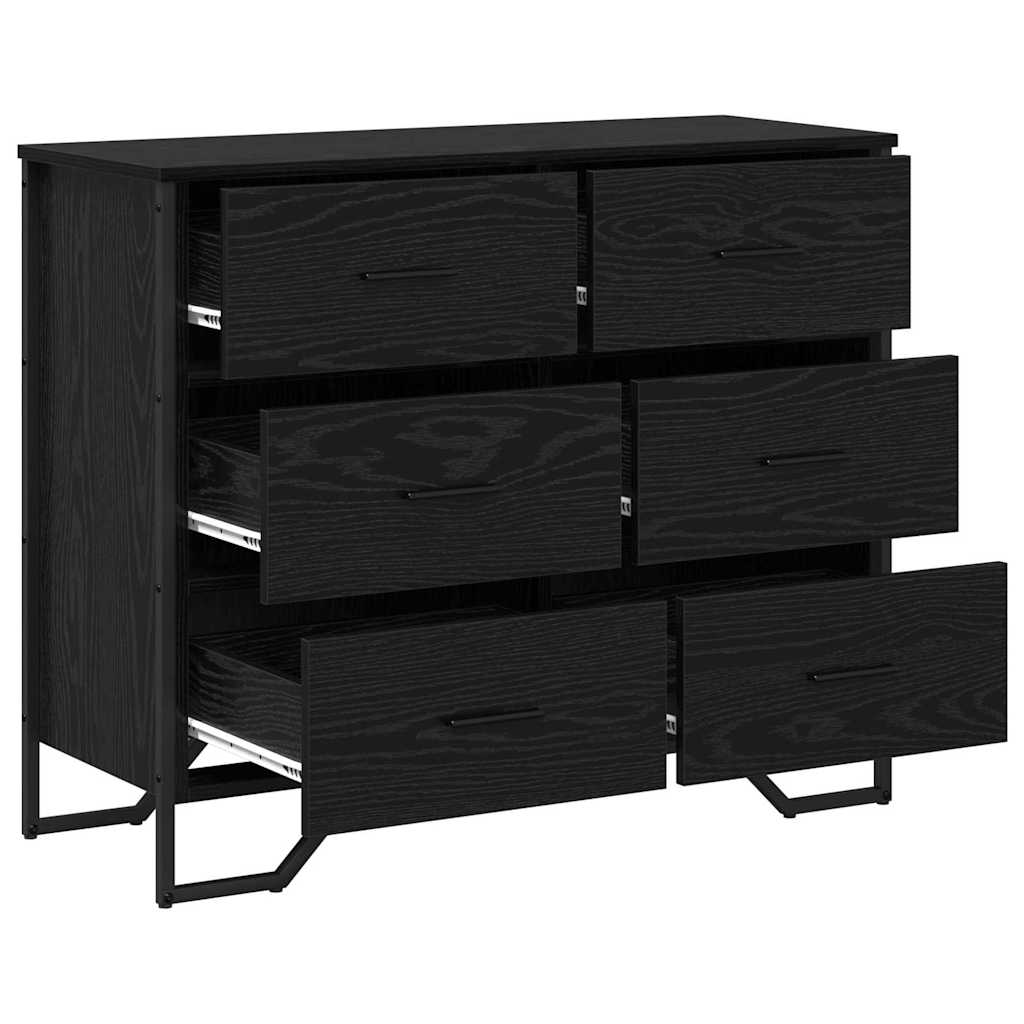 Chest of Drawers Black oak 91 x 35.5 x 74.5 cm Engineered wood