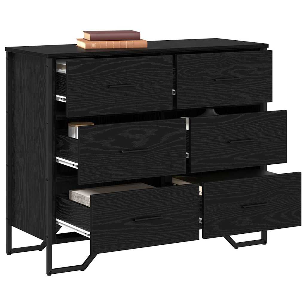 Chest of Drawers Black oak 91 x 35.5 x 74.5 cm Engineered wood