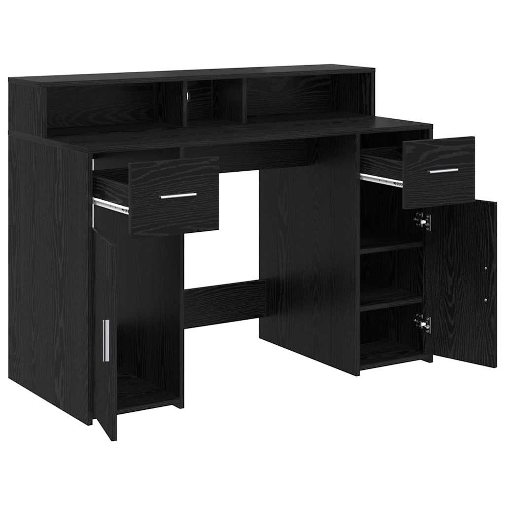 Desk with Drawer Black oak 120 x 55 x 91 cm Engineered wood