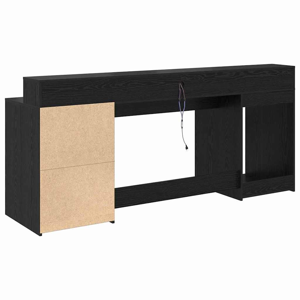 Desk with Drawer Black oak 200 x 55 x 91 cm Engineered wood