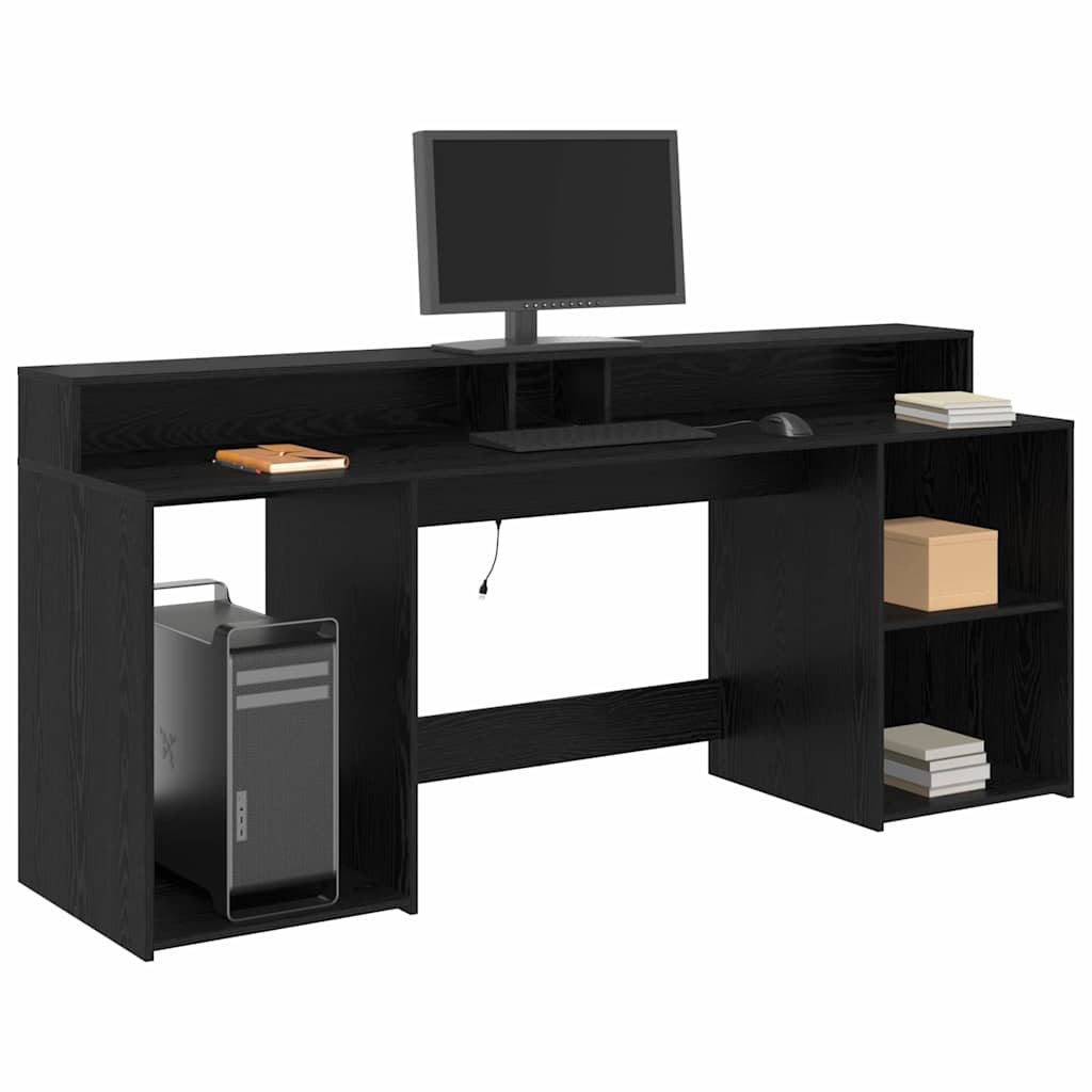 Desk with Drawer Black oak 200 x 55 x 91 cm Engineered wood