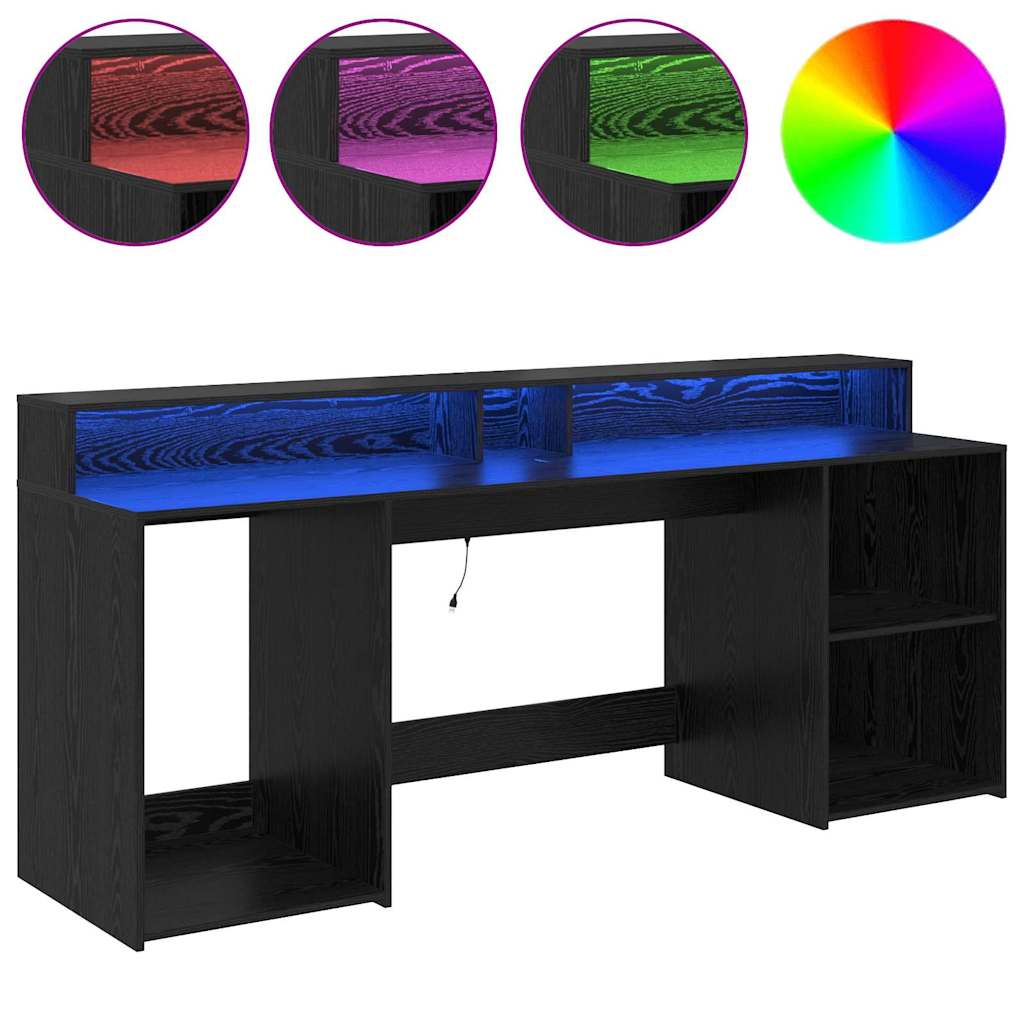 Desk with Drawer Black oak 200 x 55 x 91 cm Engineered wood