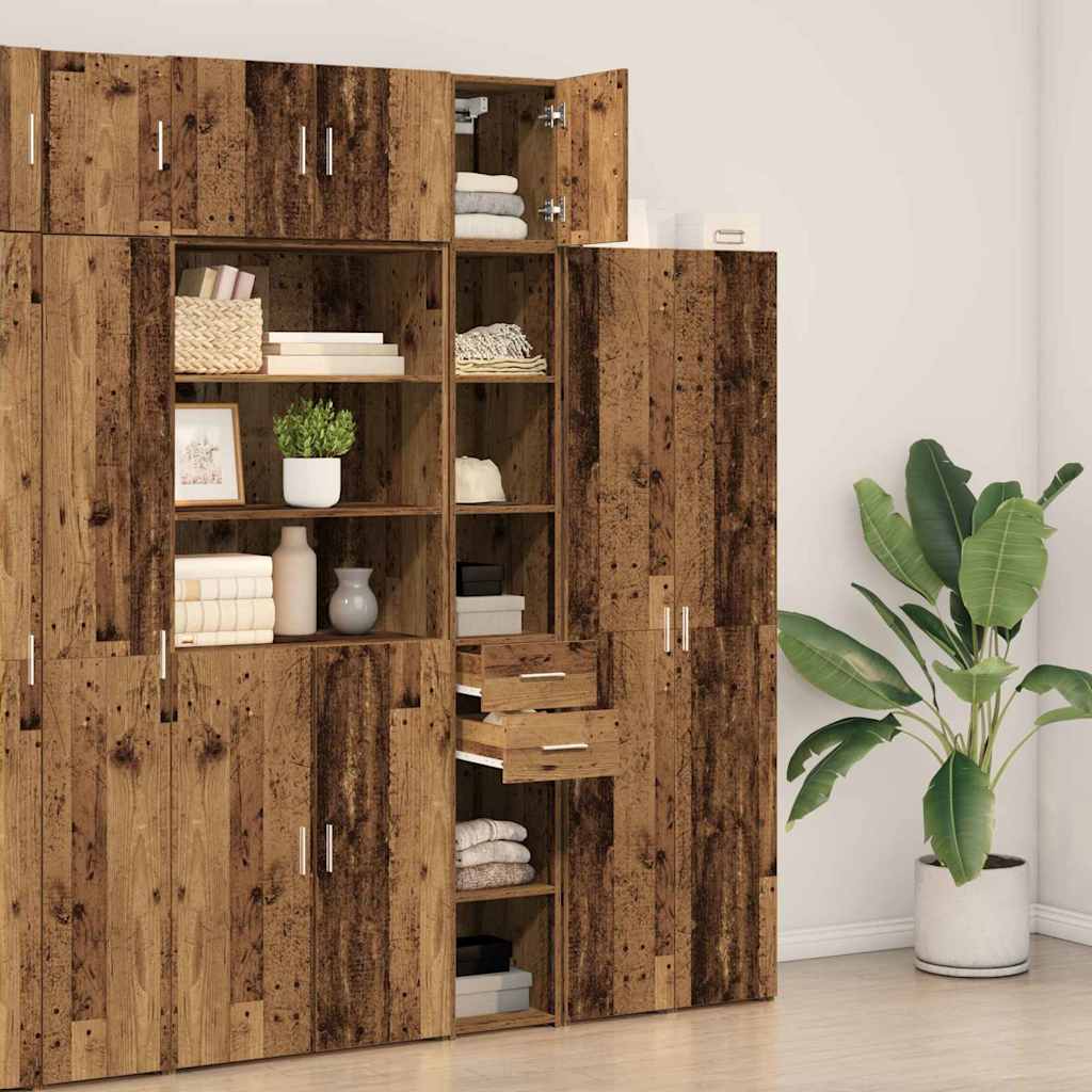 Slim Storage Cabinet with Drawer Old wood 30 x 42.5 x 225 cm