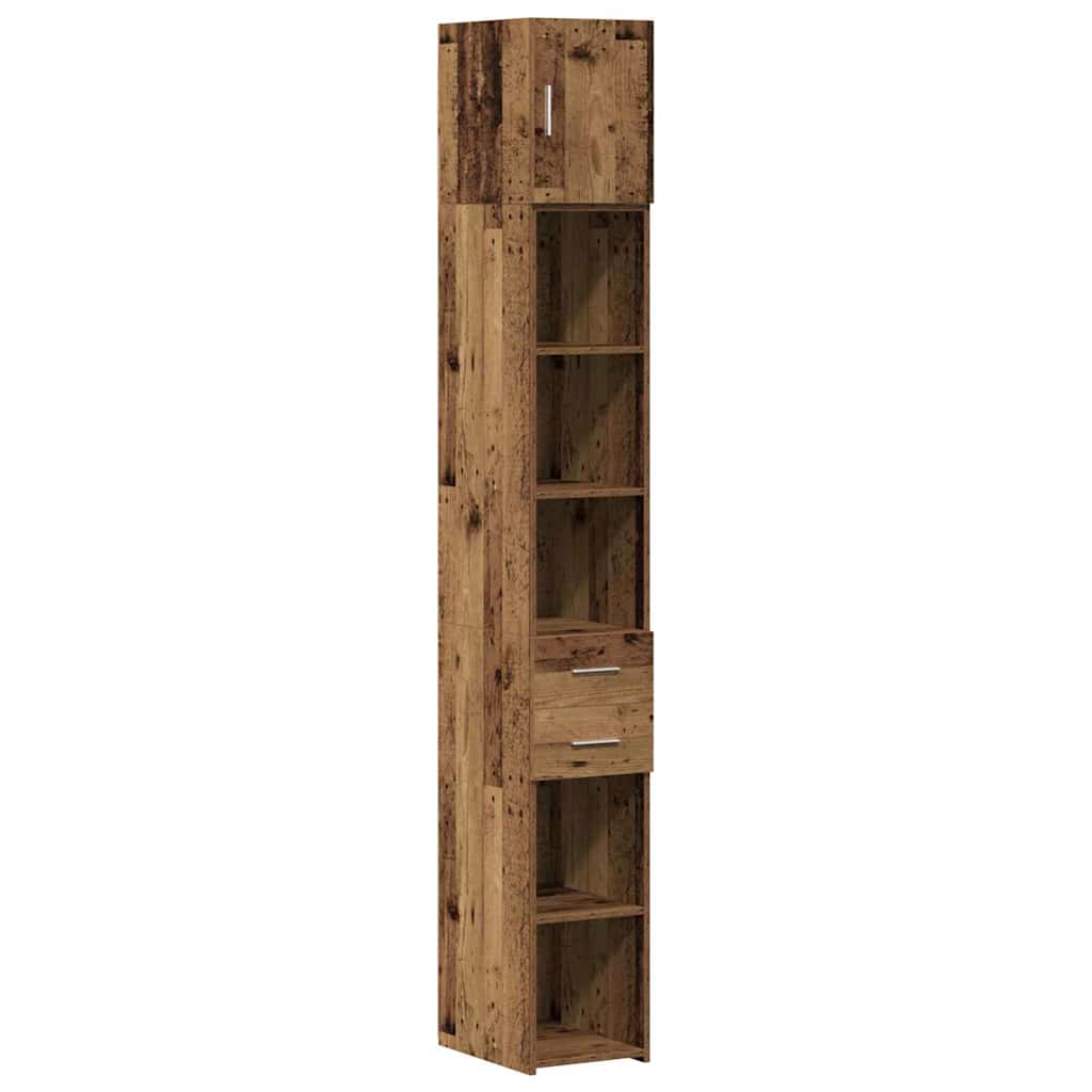 Slim Storage Cabinet with Drawer Old wood 30 x 42.5 x 225 cm