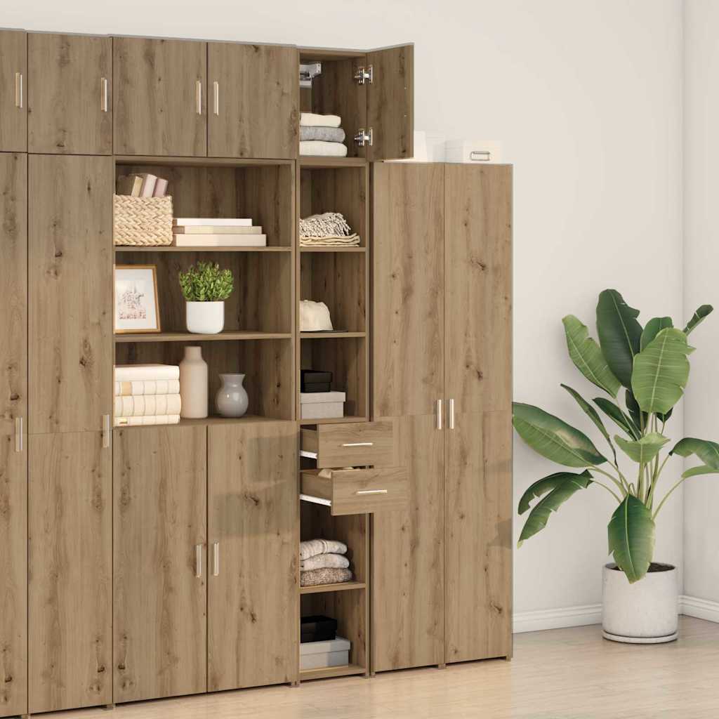 Slim Storage Cabinet with Drawer Artisan oak 30 x 42.5 x 225 cm