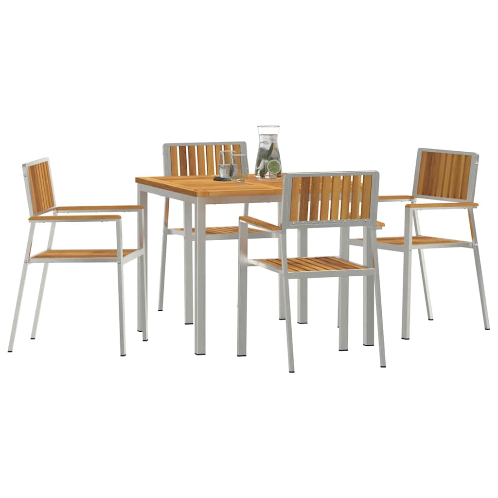 Garden Dining Set 5 pcs Brown Solid acacia wood