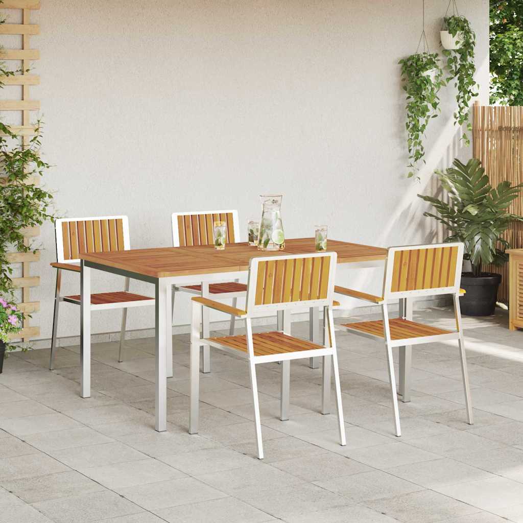 Garden Dining Set 5 pcs Brown Solid acacia wood