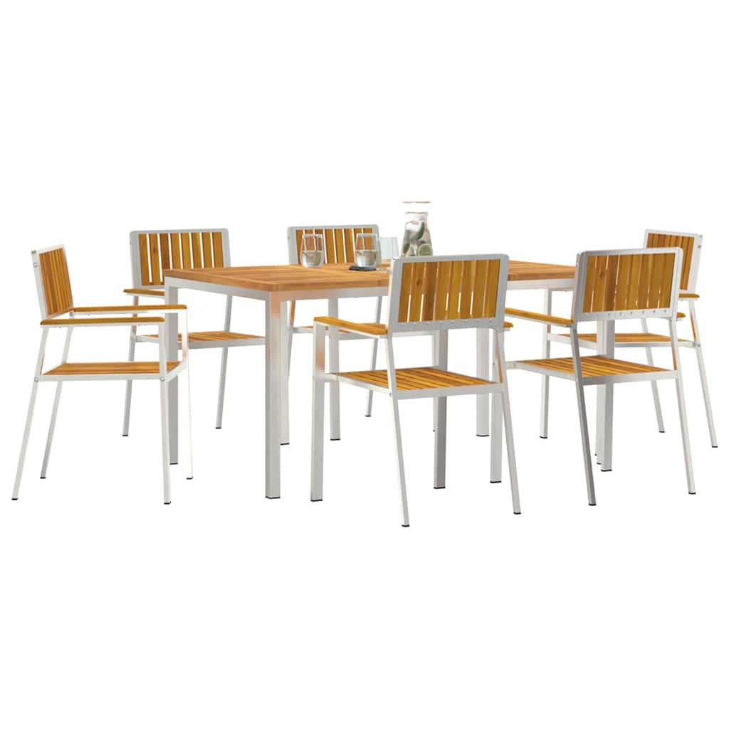 Garden Dining Set 7 pcs Brown Solid acacia wood