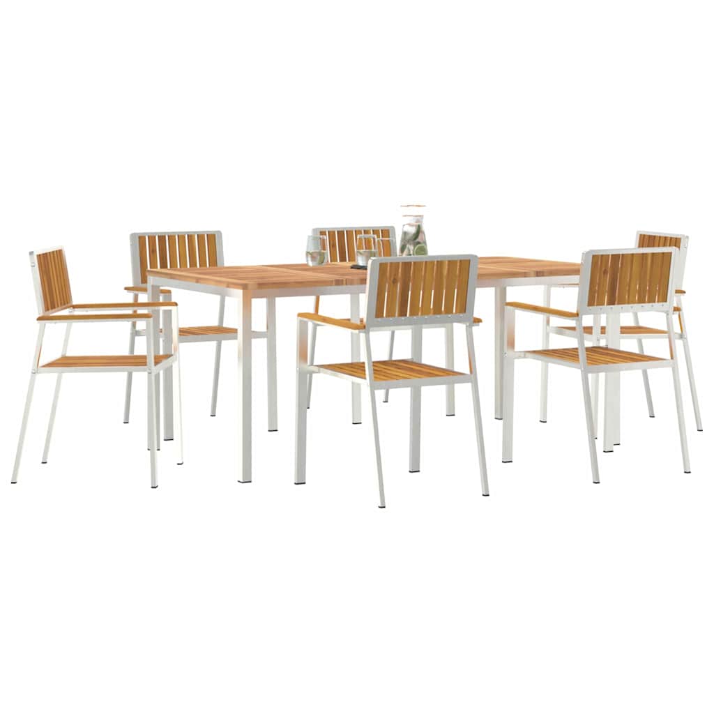 Garden Dining Set 7 pcs Brown Solid acacia wood