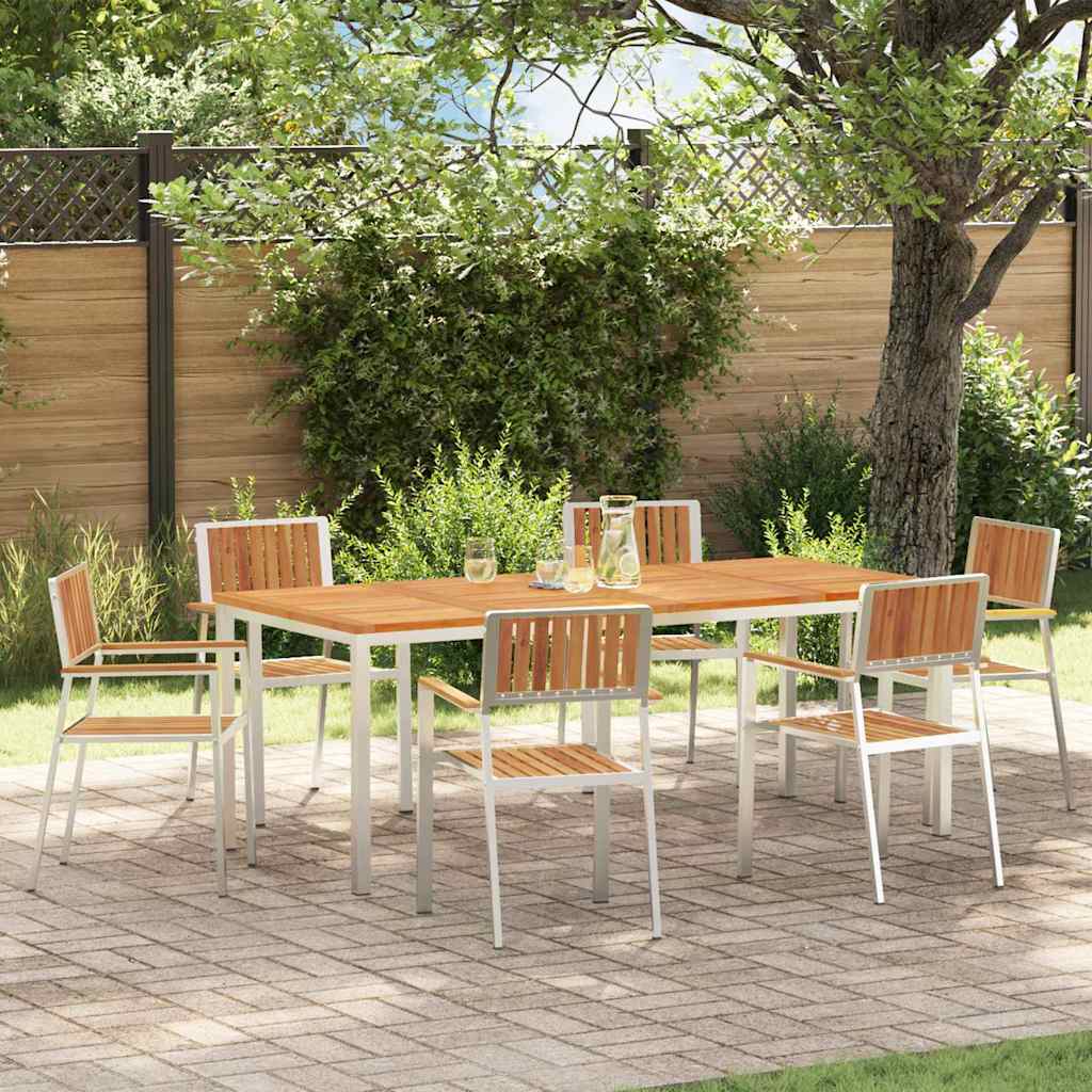 Garden Dining Set 7 pcs Brown Solid acacia wood
