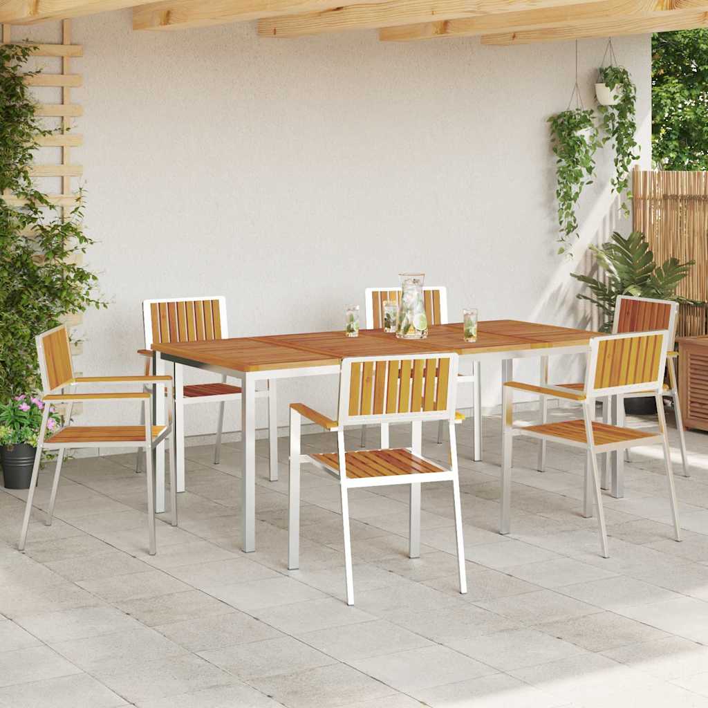 Garden Dining Set 7 pcs Brown Solid acacia wood