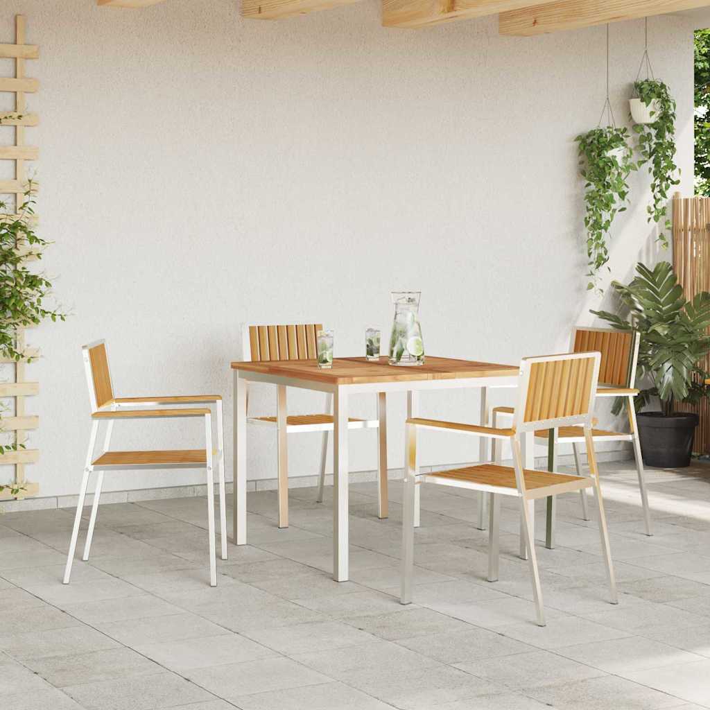 Garden Dining Set 5 pcs Brown Solid teak wood