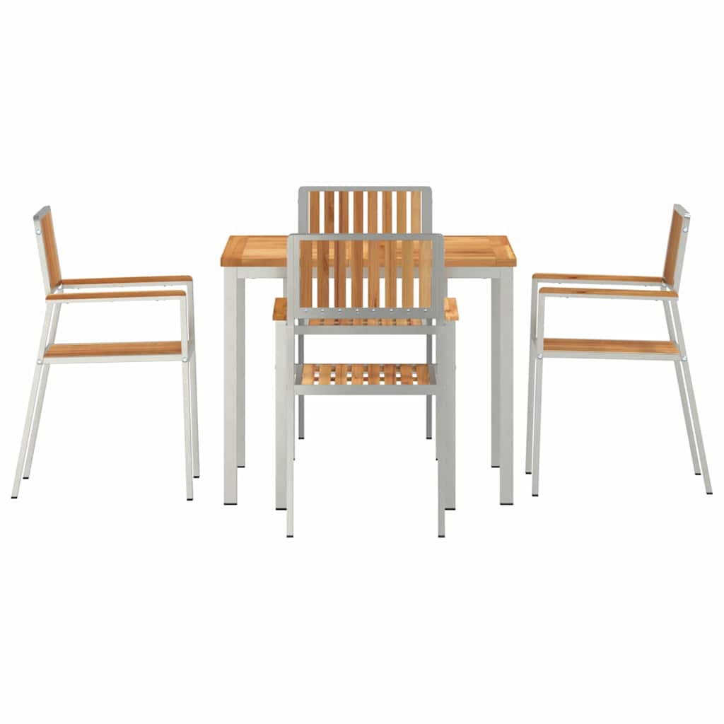 Garden Dining Set 5 pcs Brown Solid teak wood