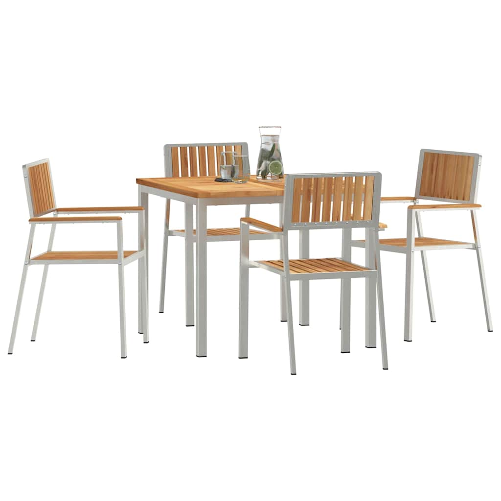 Garden Dining Set 5 pcs Brown Solid teak wood