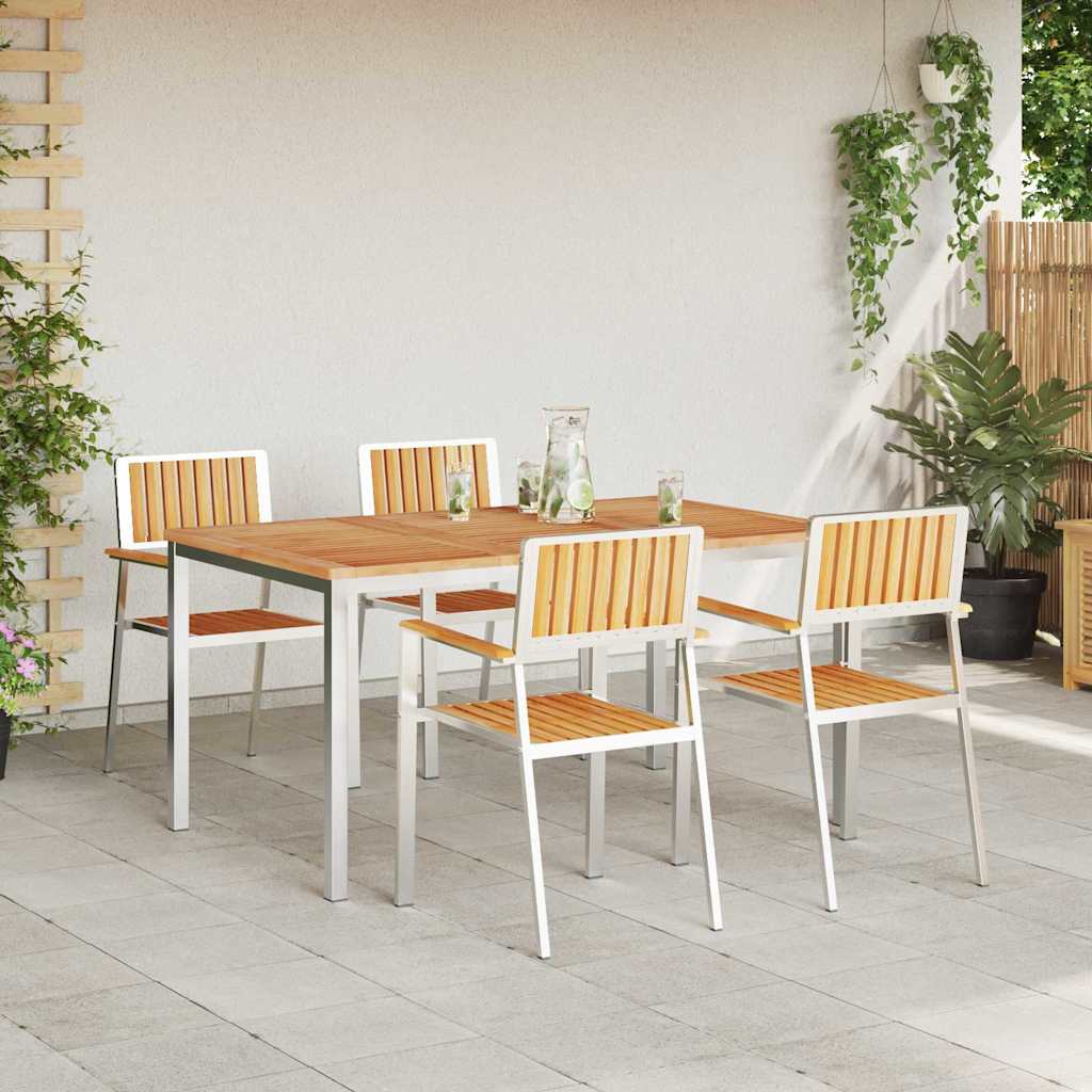 Garden Dining Set 5 pcs Brown Solid teak wood