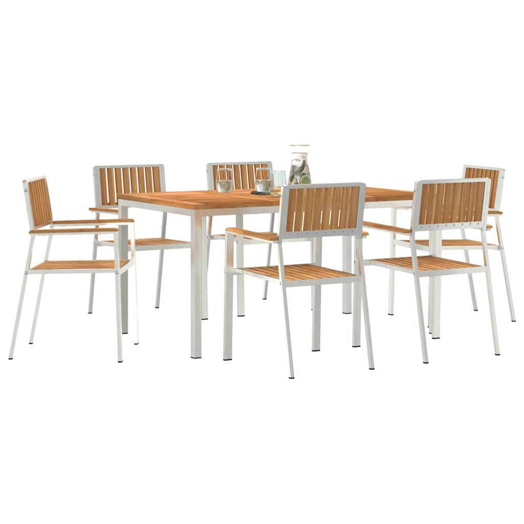 Garden Dining Set 7 pcs Brown Solid teak wood