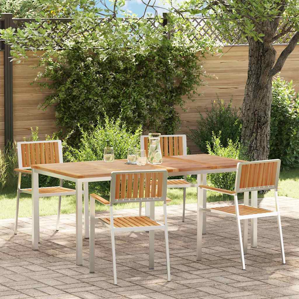 Garden Dining Set 5 pcs Brown Solid teak wood
