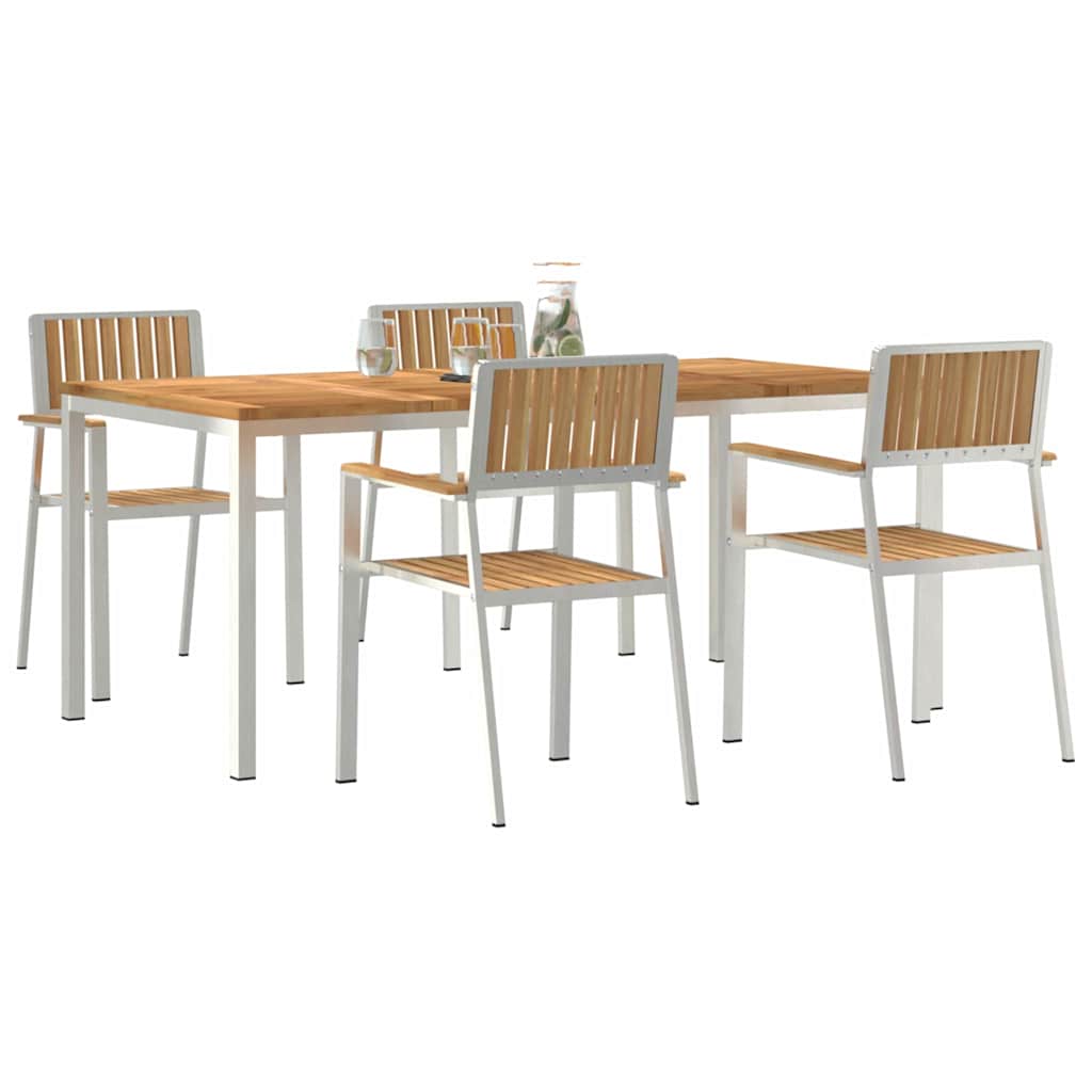 Garden Dining Set 5 pcs Brown Solid teak wood
