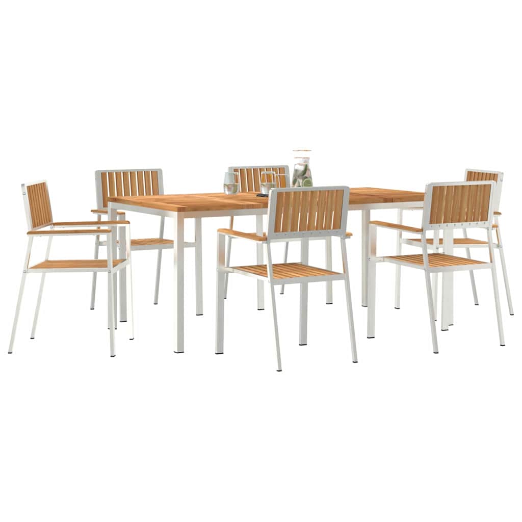 Garden Dining Set 7 pcs Brown Solid teak wood