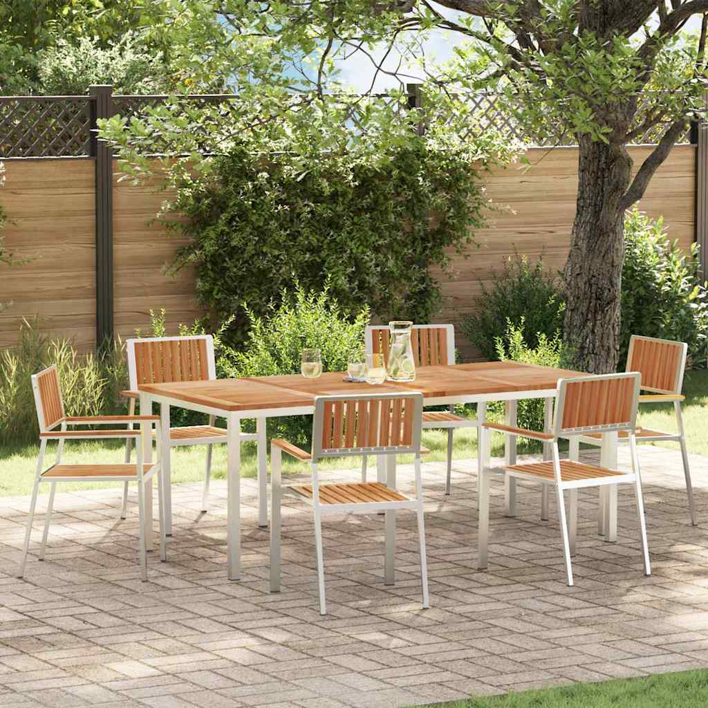 Garden Dining Set 7 pcs Brown Solid teak wood