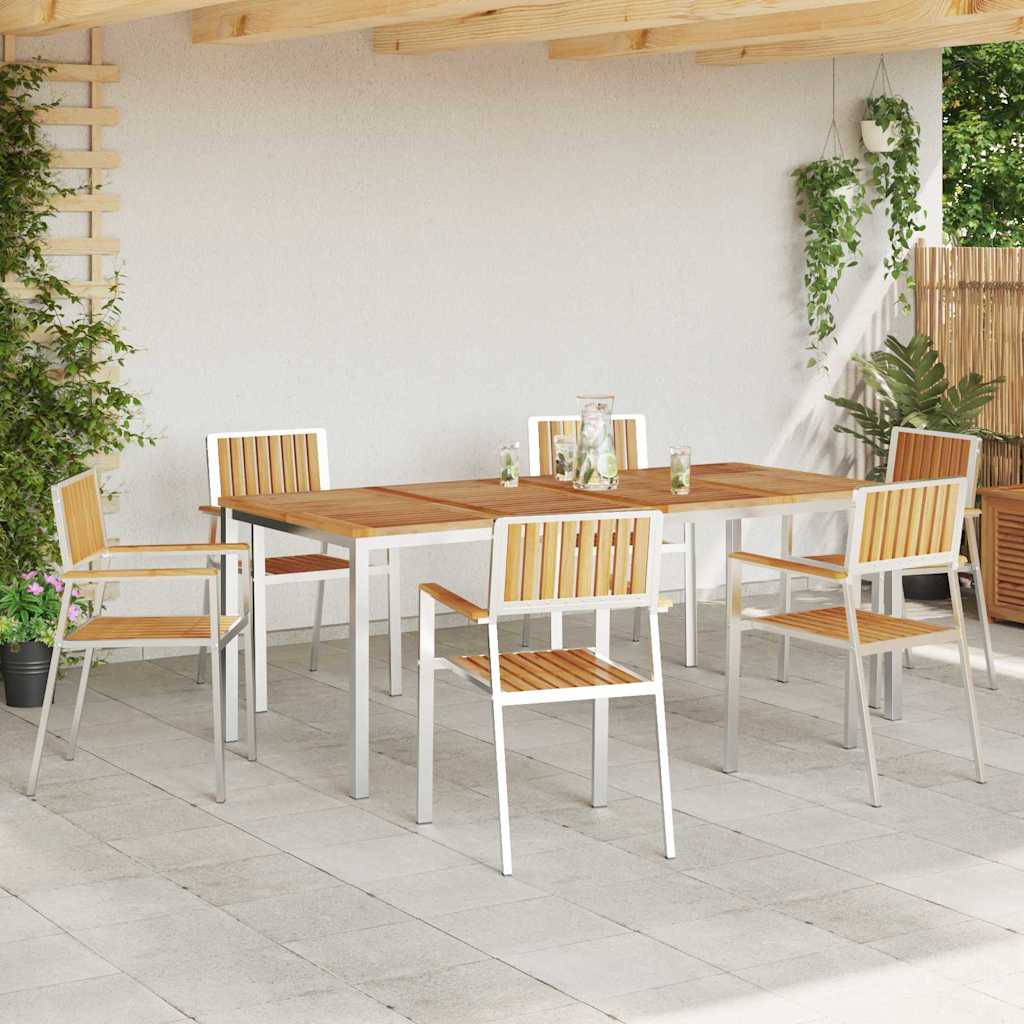 Garden Dining Set 7 pcs Brown Solid teak wood