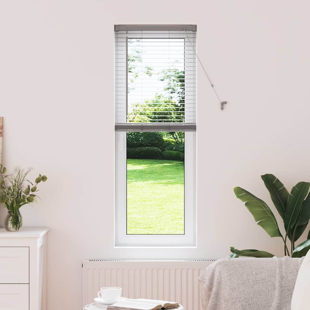 Window Blind with Curtains Manual Silver Aluminium