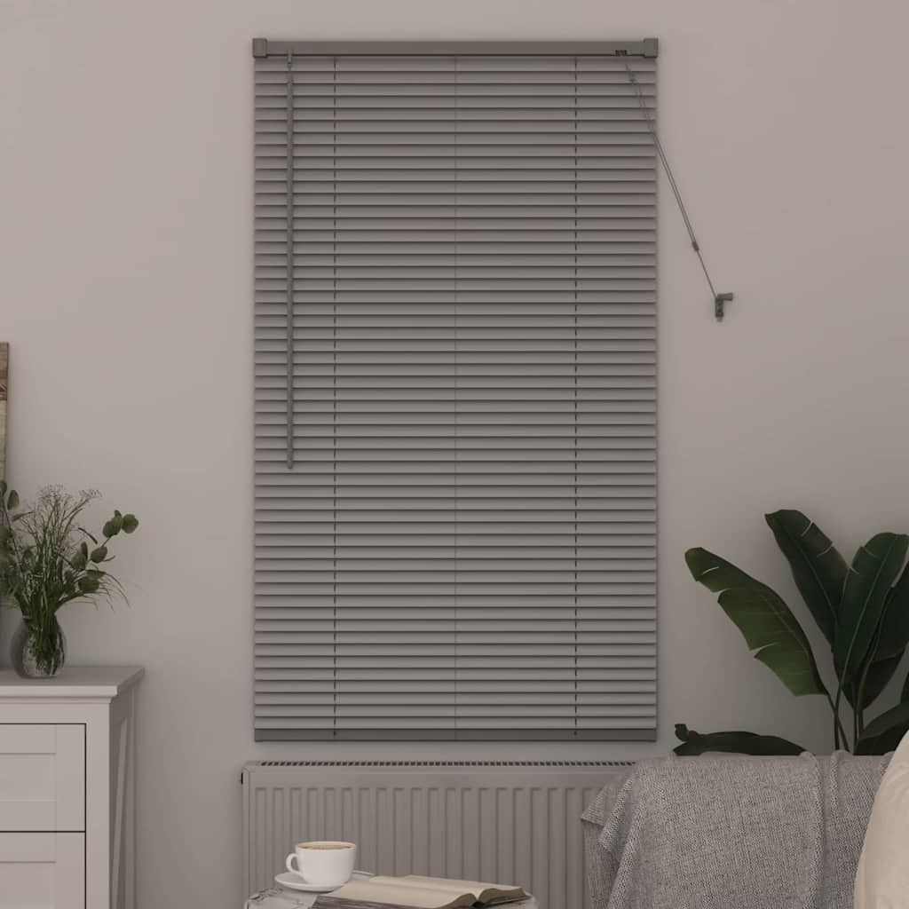 Window Blind with Curtains Manual Silver Aluminium