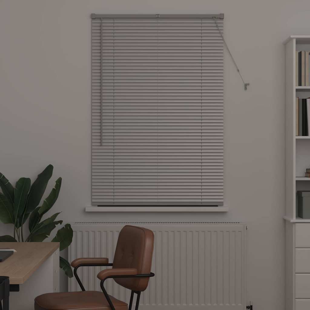 Window Blind with Curtains Manual Silver Aluminium