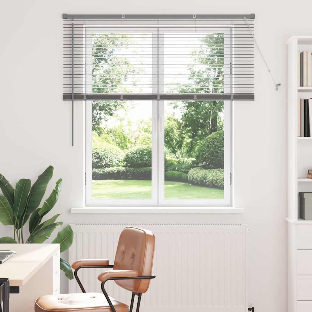 Window Blind with Curtains Manual Silver Aluminium
