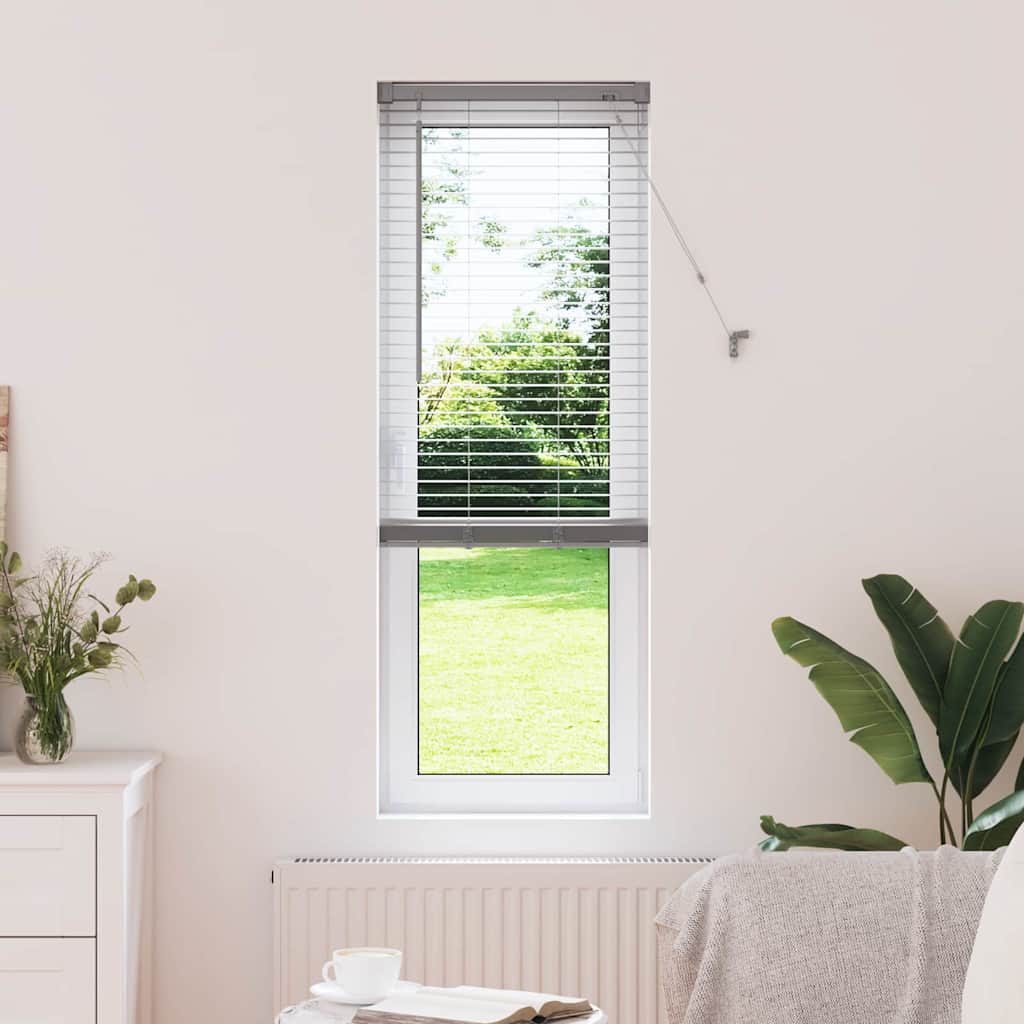 Window Blind with Curtains Manual Silver Aluminium