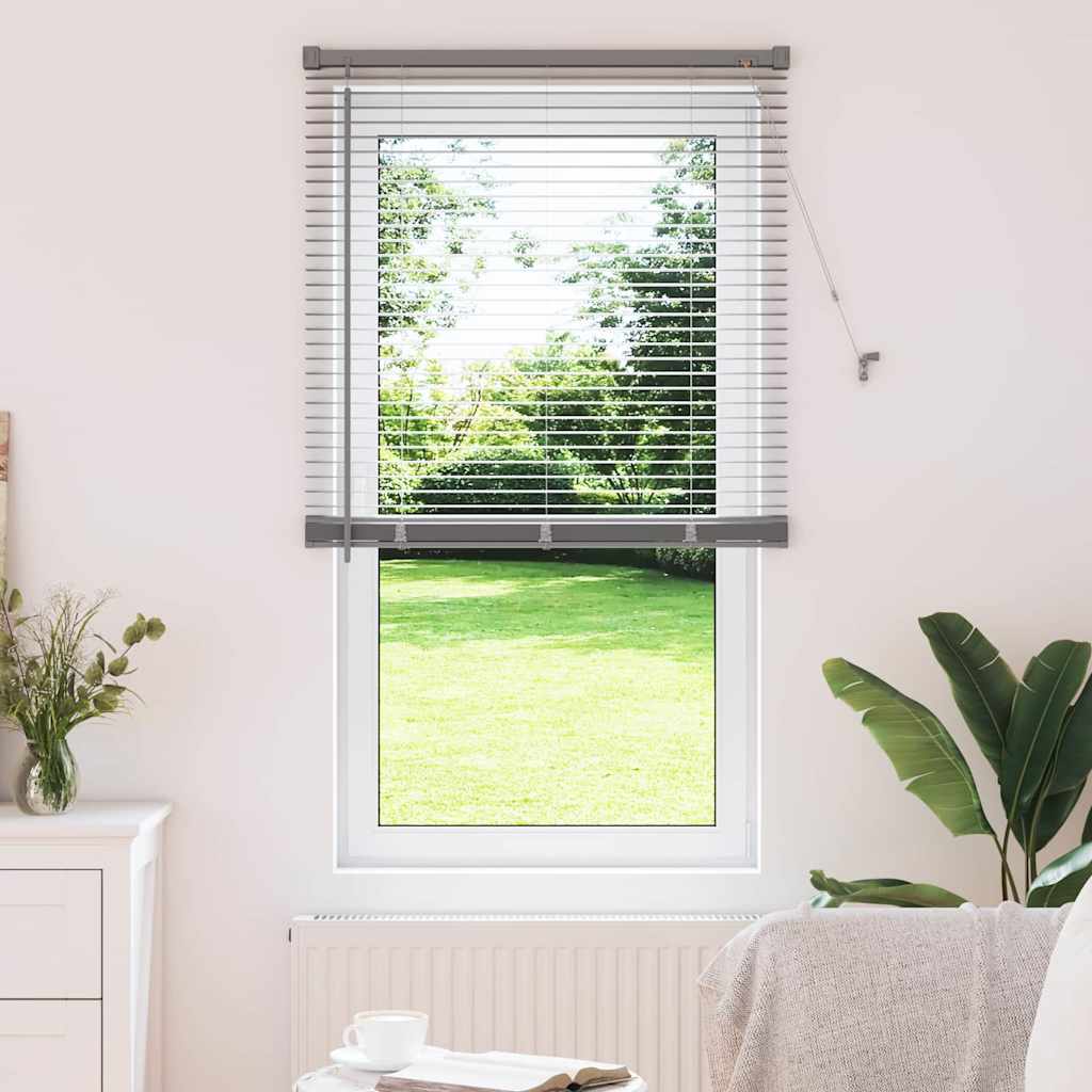 Window Blind with Curtains Manual Silver Aluminium
