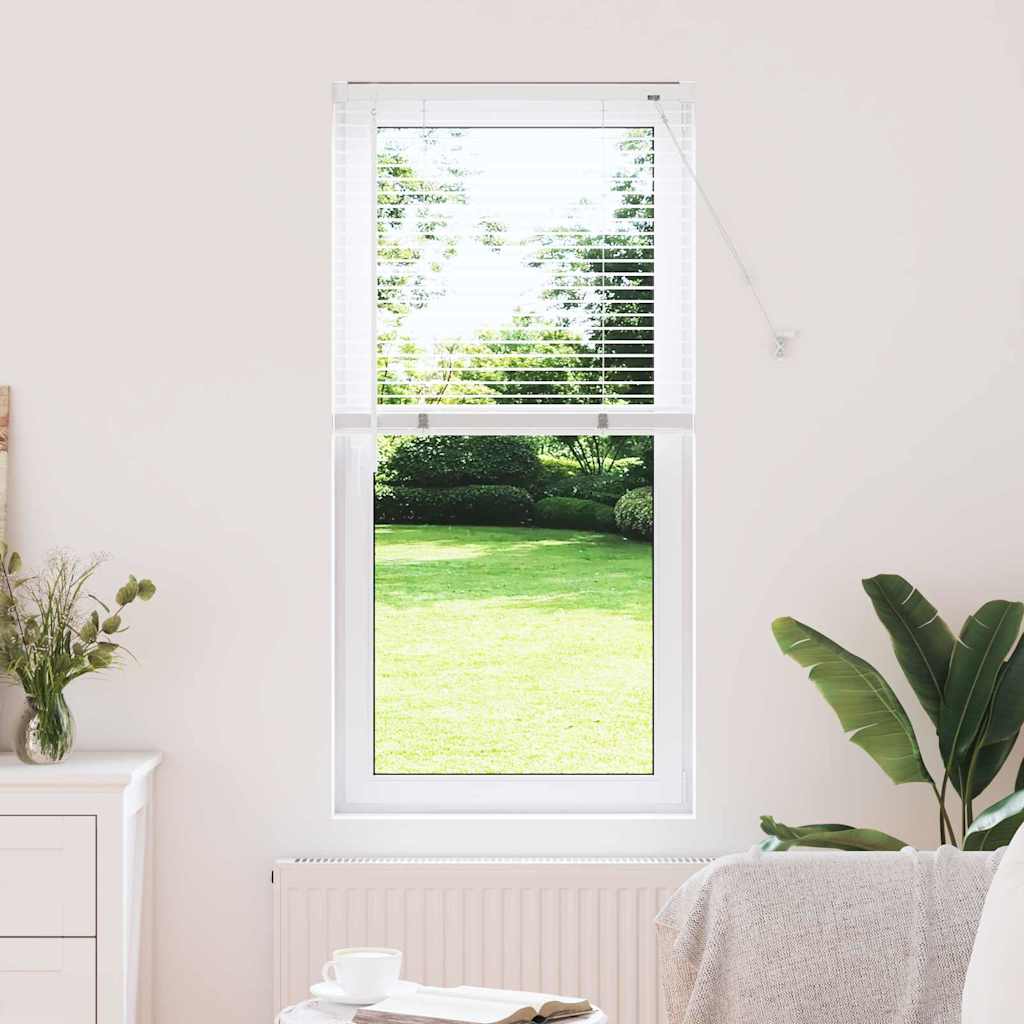 Window Blind with Curtains Manual White Aluminium