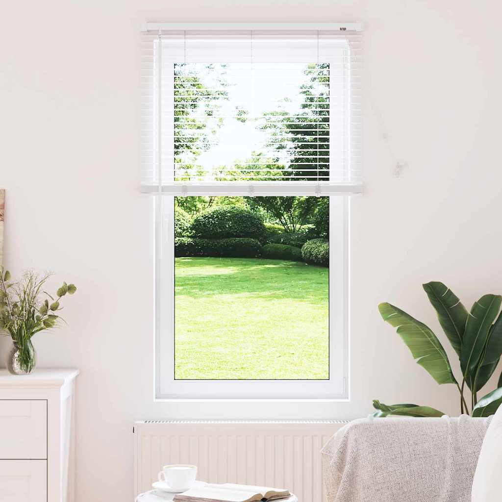 Window Blind with Curtains Manual White Aluminium