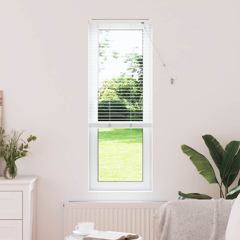 Window Blind with Curtains Manual White Aluminium