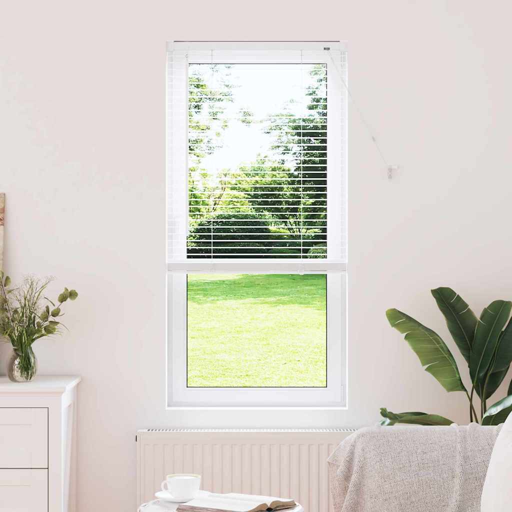 Window Blind with Curtains Manual White Aluminium