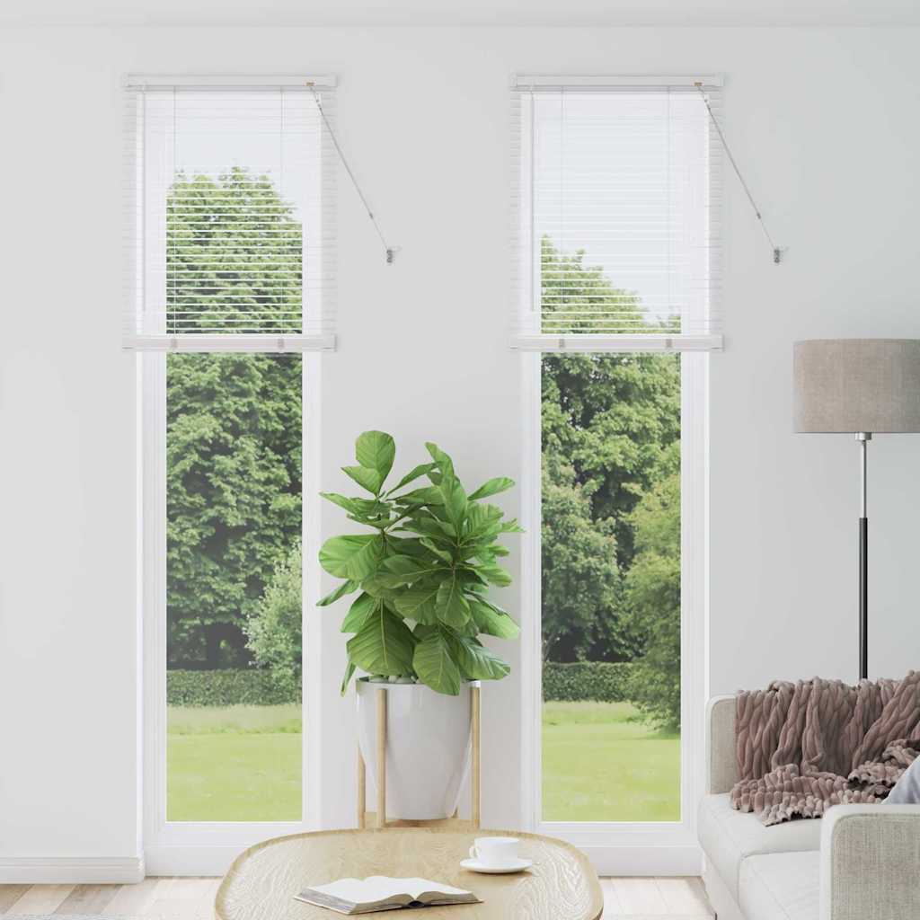 Window Blind with Curtains Manual White Aluminium