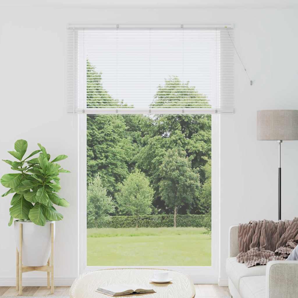 Window Blind with Curtains Manual White Aluminium