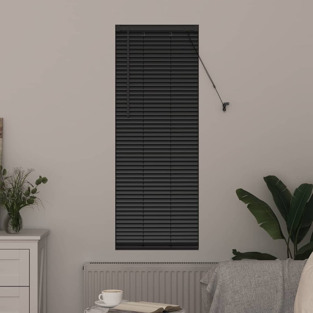 Window Blind with Curtains Manual Black Aluminium