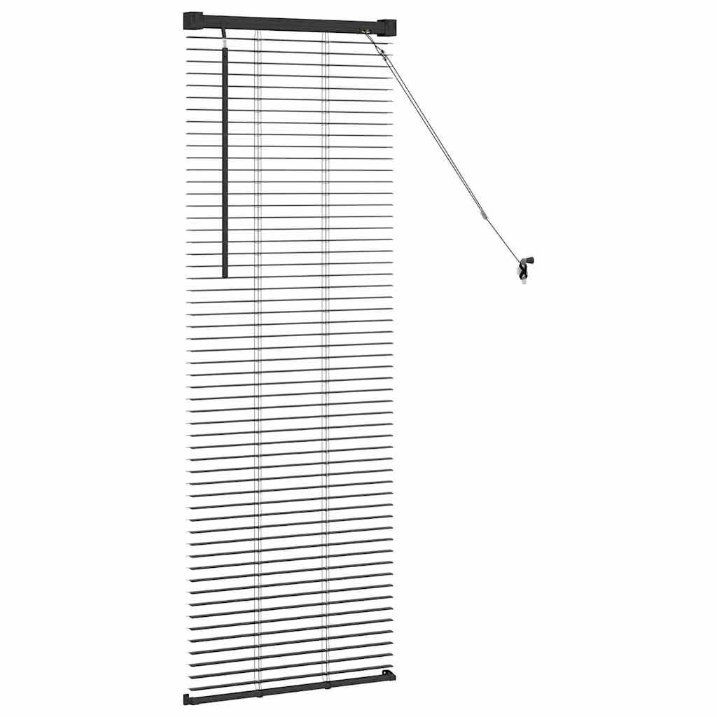 Window Blind with Curtains Manual Black Aluminium