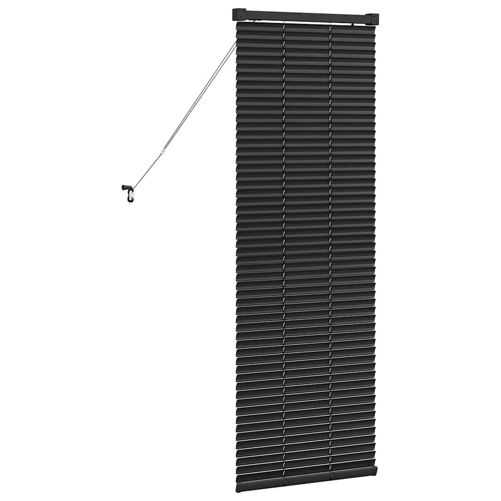 Window Blind with Curtains Manual Black Aluminium