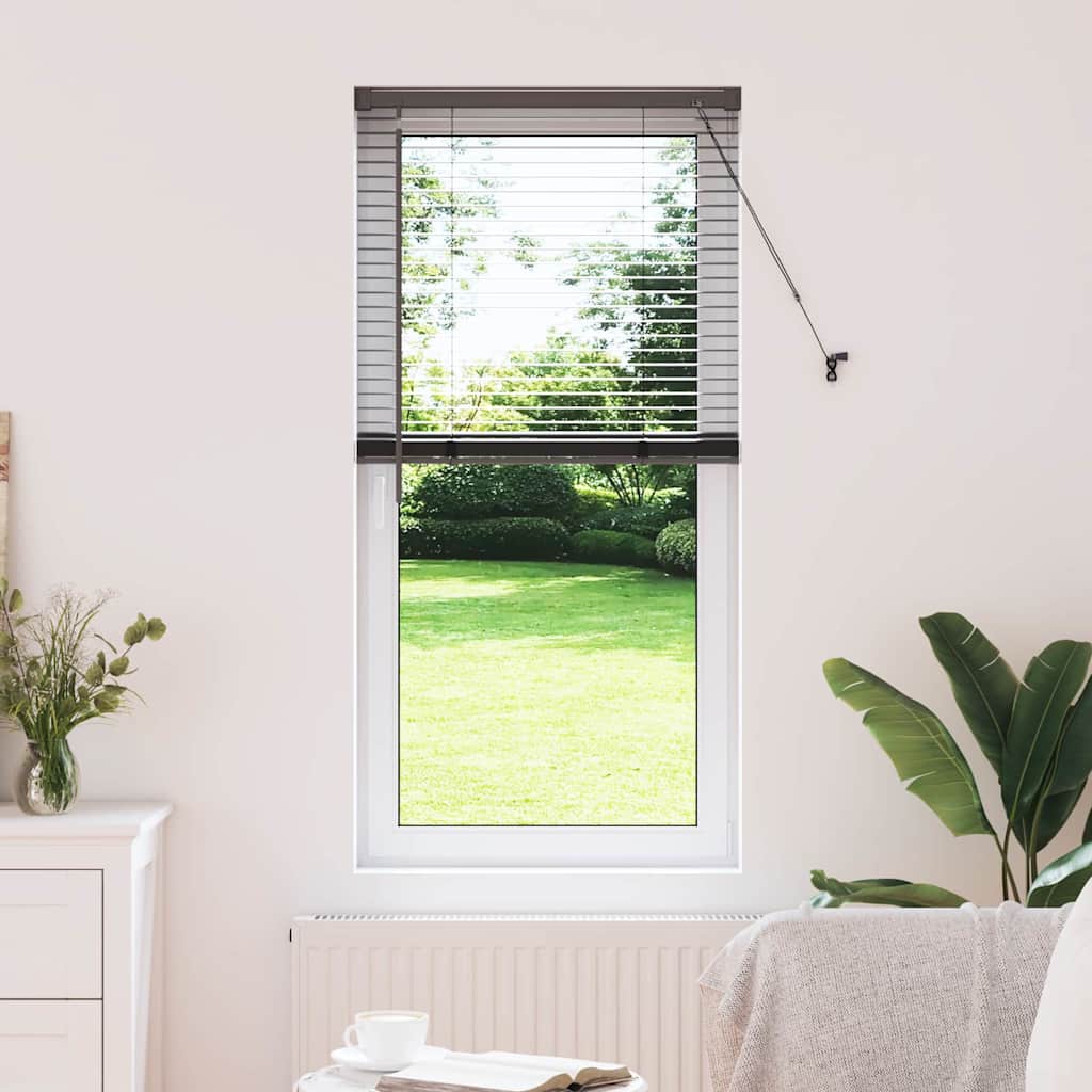 Window Blind with Curtains Manual Black Aluminium
