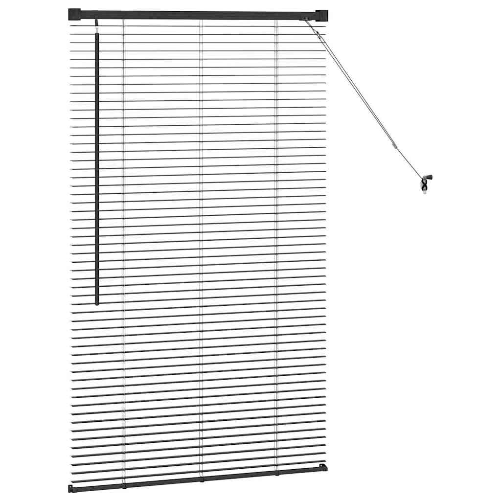 Window Blind with Curtains Manual Black Aluminium