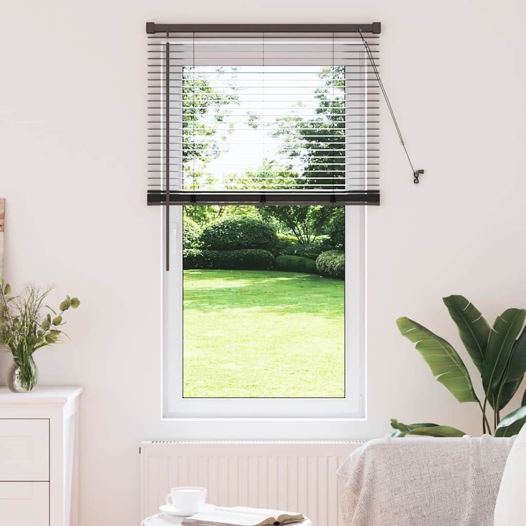 Window Blind with Curtains Manual Black Aluminium