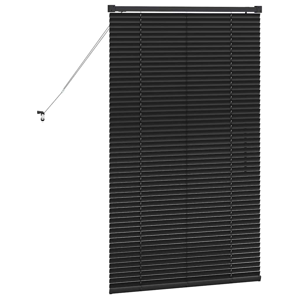 Window Blind with Curtains Manual Black Aluminium