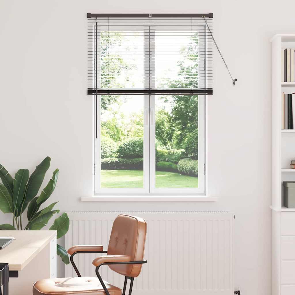 Window Blind with Curtains Manual Black Aluminium