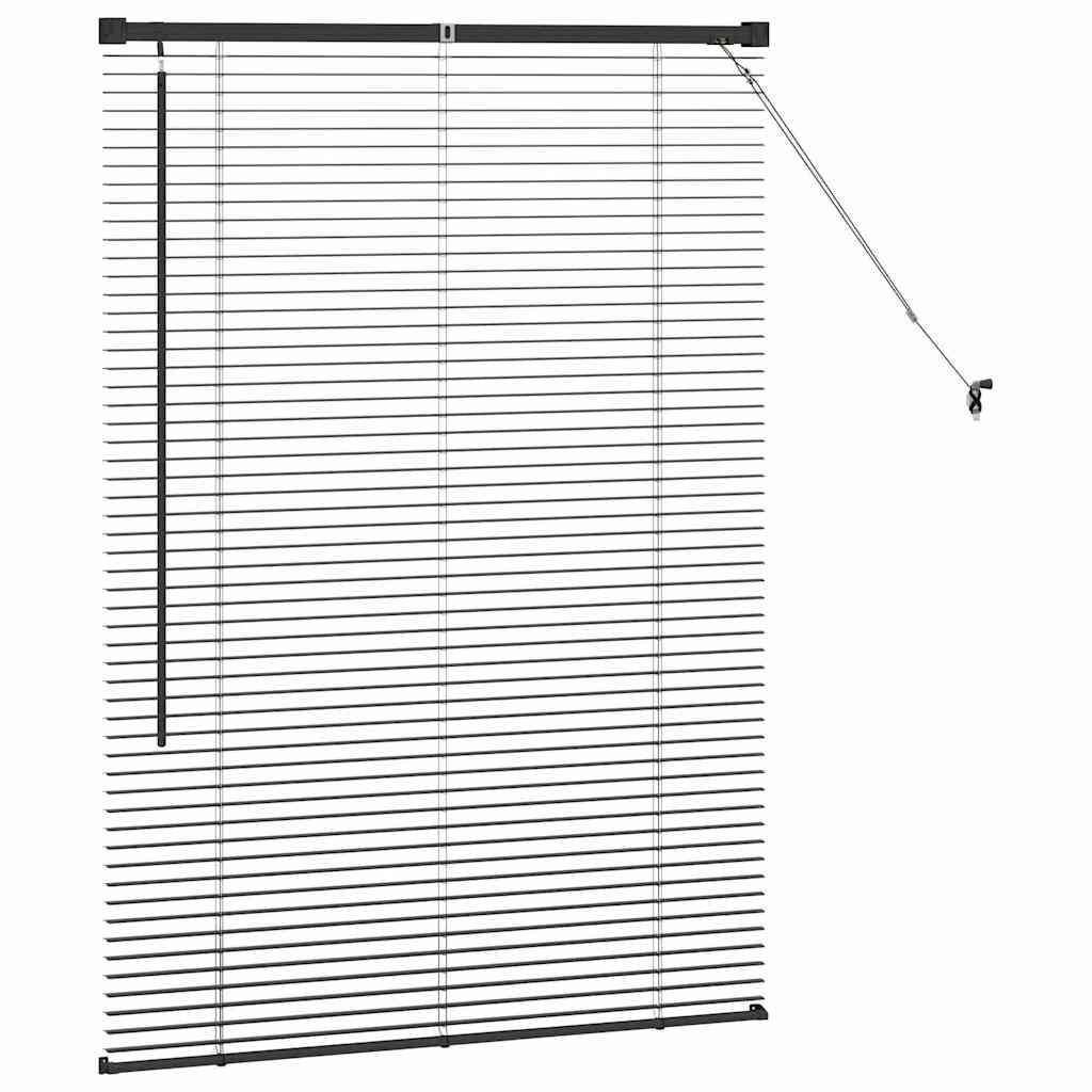 Window Blind with Curtains Manual Black Aluminium